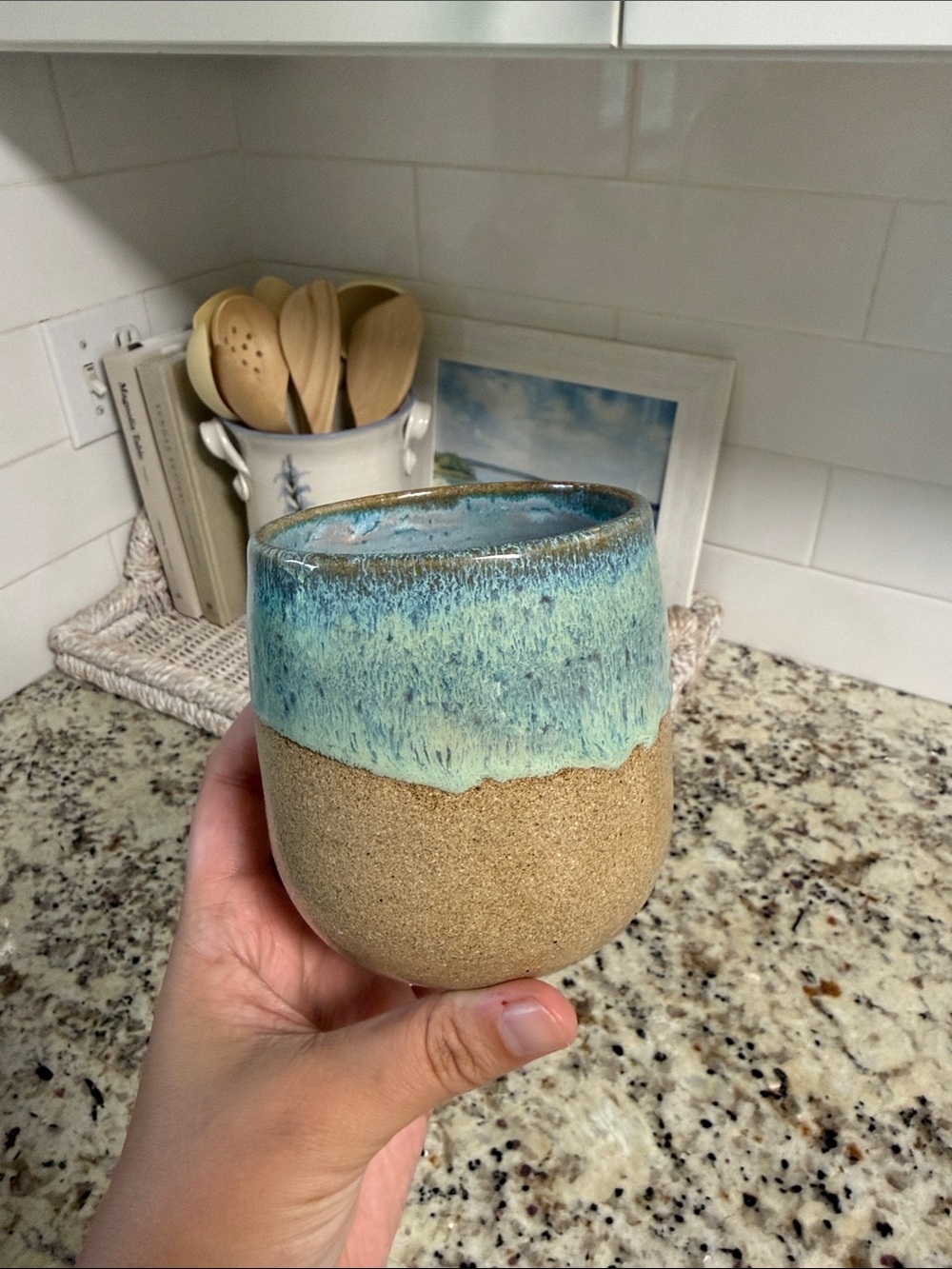 Handmade Ceramic coastal tumbler cup